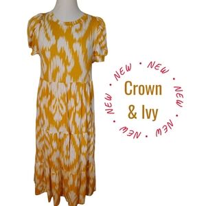 Crown & Ivy Mustard / Yellow and White Dress 🟡😊💛